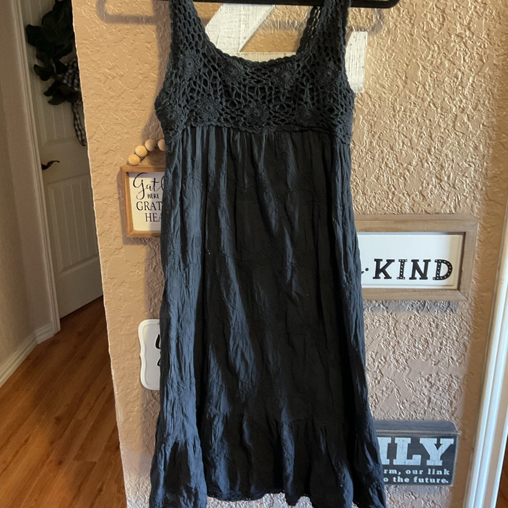 Kaity Black Lace Crochet Sleeveless Dress Women’s Size Medium